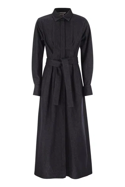 Max Mara Go Belted Waist Midi Dress With Long Sleeves
