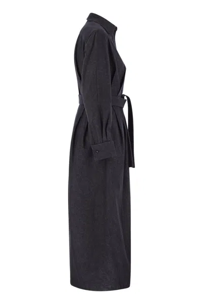 Max Mara Go Belted Waist Midi Dress With Long Sleeves
