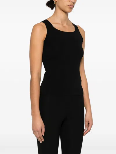 Max Mara Fitted Black Tank Top With Embossed Branding