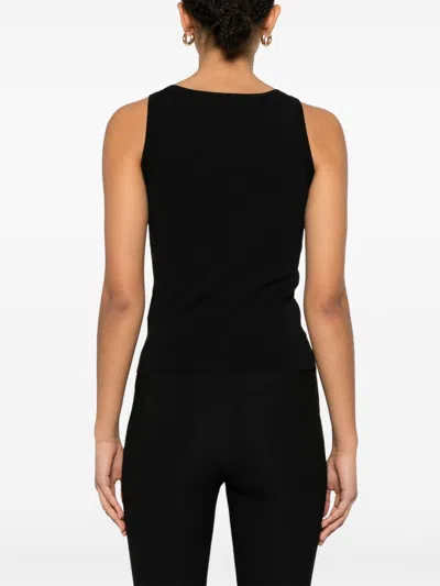 Max Mara Fitted Black Tank Top With Embossed Branding