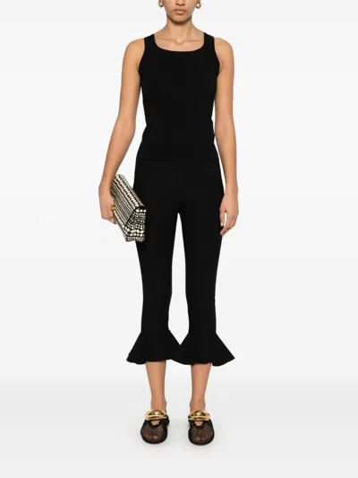 Max Mara Fitted Black Tank Top With Embossed Branding