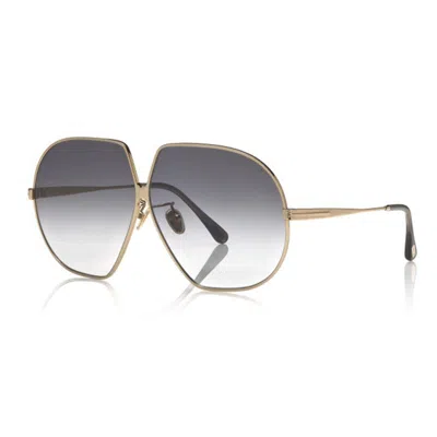 Tom Ford Butterfly Full Rim, With A Shiny Gold Frame And Smoke Gradient Lens. In Gold