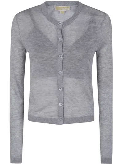 Michael Michael Kors Cotton Silk Crew Neck Cardigan