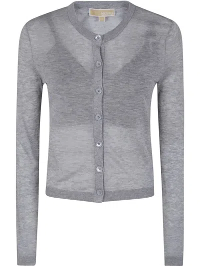 Michael Michael Kors Cotton Silk Crew Neck Cardigan