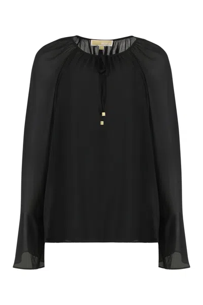 Michael Michael Kors Michael By Michael Kors Black Georgette Blouse