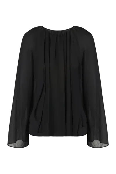 Michael Michael Kors Michael By Michael Kors Black Georgette Blouse