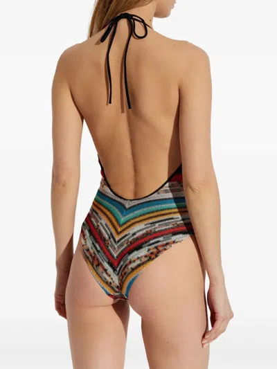 Missoni Multicolored Striped One-piece With Deep V-neckline