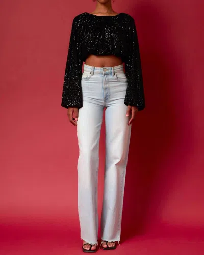 Endless Rose Sequins Blouson Blouse In Jet Black In Black