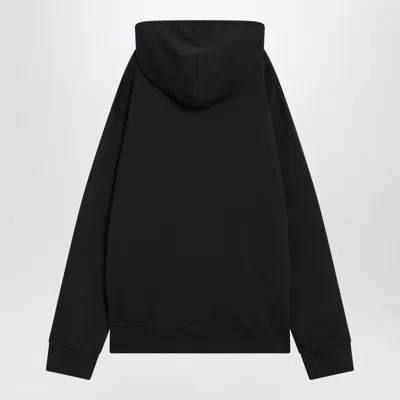Mm6 Maison Margiela Mm6 By Maison Margiela Emblazoned Black Hoodie With Drawstring And Ribbed Finishes