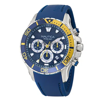 Nautica Mens Nst Chronograph Silicone Watch In Blue