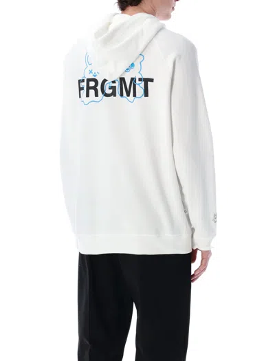 Moncler Genius Moncler X Fragment Hiroshi Fujiwara Relaxed Fit Hoodie With Cartoon Logo And Drawstring Hood In White
