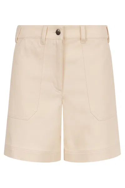Moncler Stretch Cotton Shorts With Maxi Logo Patch