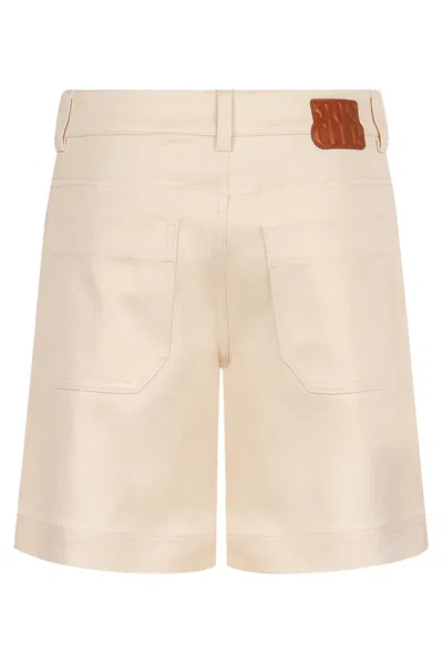 Moncler Stretch Cotton Shorts With Maxi Logo Patch
