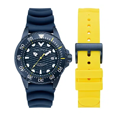 Nautica Mens Nct Sea Dive Silicone Watch Box Set In Multi