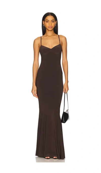 Norma Kamali Underwire Fishtail Gown In Chocolate