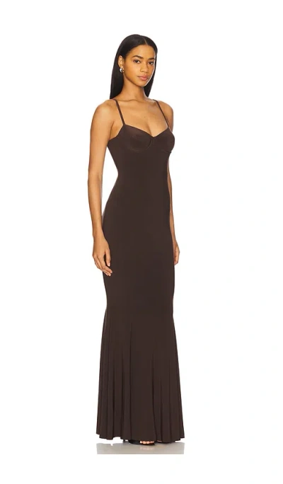 Norma Kamali Underwire Fishtail Gown In Chocolate