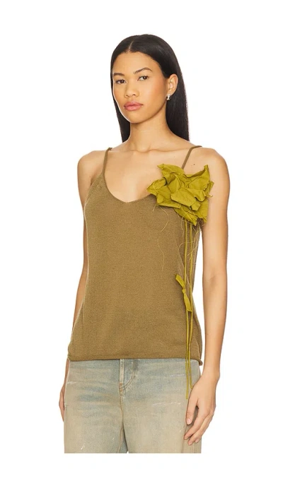 Marques' Almeida Thin Knit Spaghetti Strap Top In Brown