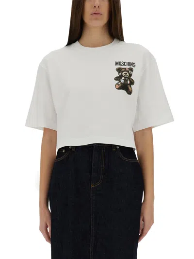 Moschino Cropped T-shirt With Playful Teddy Bear Design