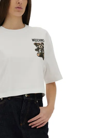 Moschino Cropped T-shirt With Playful Teddy Bear Design