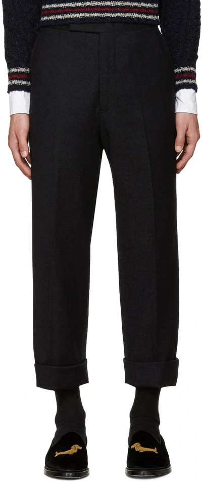 Thom Browne Navy Beltloop Trousers In Blue