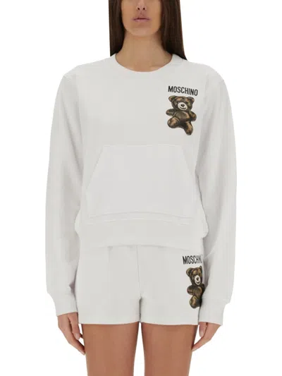 Moschino "graphic Print" Crew Neck Sweatshirt With Front Pocket