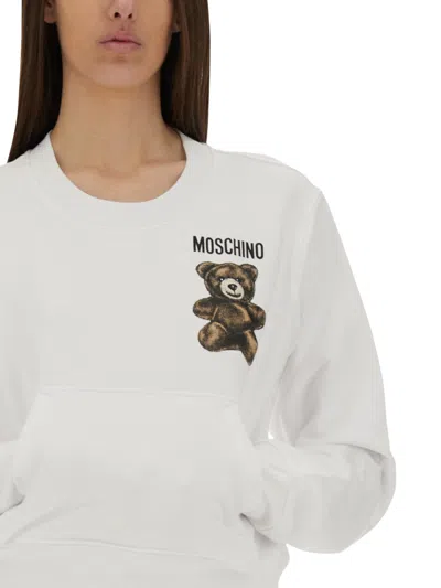 Moschino "graphic Print" Crew Neck Sweatshirt With Front Pocket