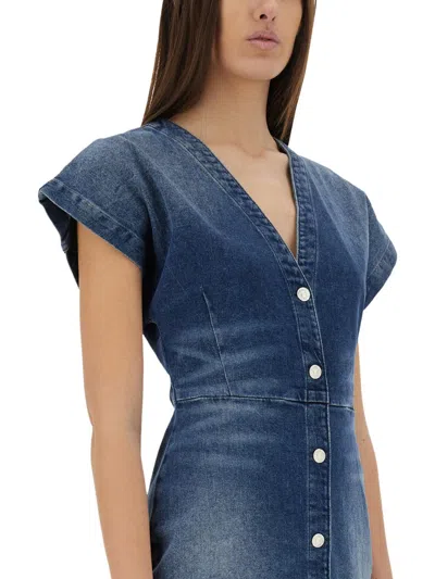 Moschino Slim Fit Denim Dress V-neckline