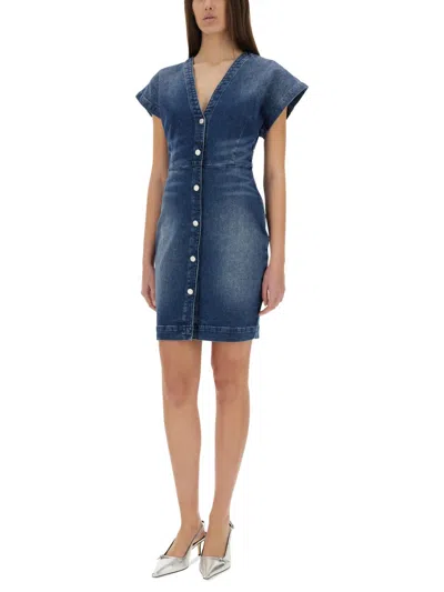 Moschino Slim Fit Denim Dress V-neckline