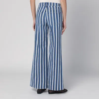 Mother Cotton Twister Sneak Jeans With Striped Pattern