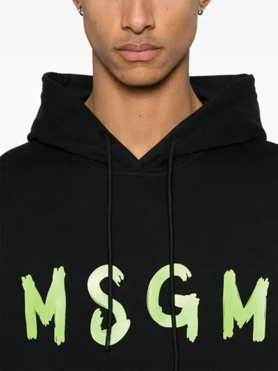 Msgm Relaxed Fit Cotton Hoodie Logo