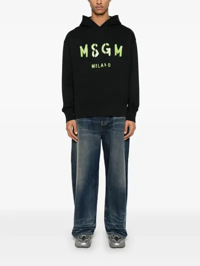 Msgm Relaxed Fit Cotton Hoodie Logo