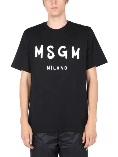 Msgm Cotton T-shirt With Front Printed Logo