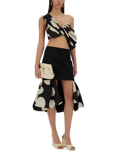 Nina Ricci Midi Skirt Double Ruffles High Waist