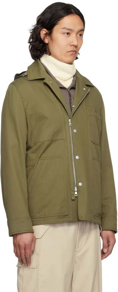 Moncler Guerledan Hooded Cotton Shirt Jacket In Olive Green