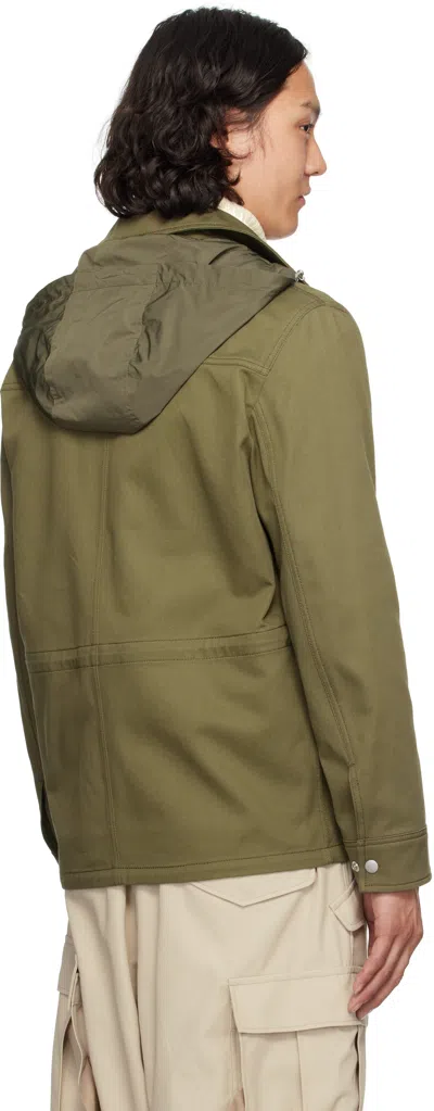 Moncler Guerledan Hooded Cotton Shirt Jacket In Olive Green