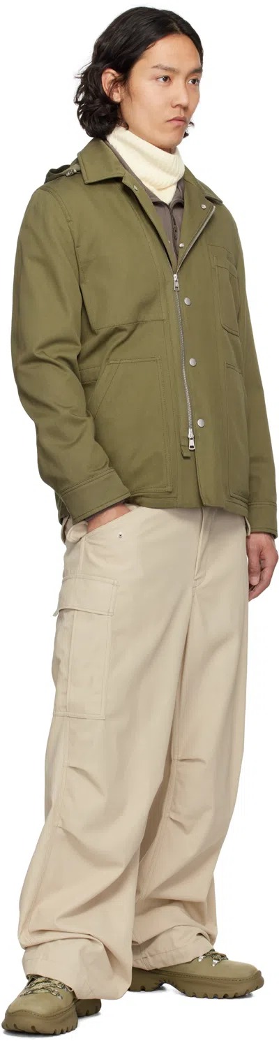 Moncler Guerledan Hooded Cotton Shirt Jacket In Olive Green