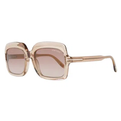 Tom Ford Square Full Rim, With A Shiny Light Brown Frame And Brown Gradient Lens. In Brown