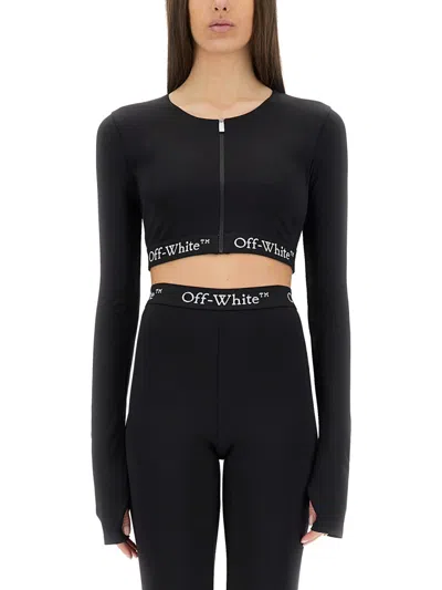 Off-white Off White Cropped Top With Logo Band In Black