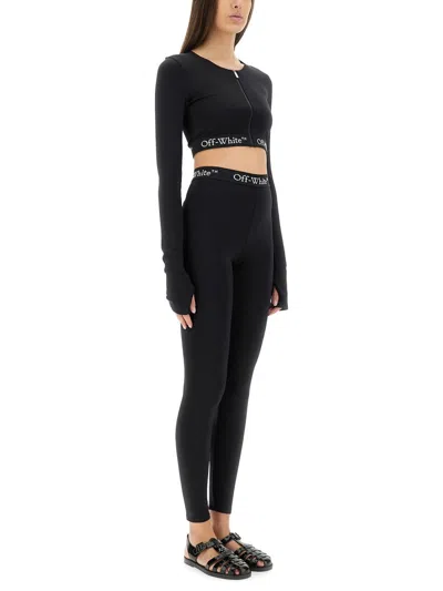 Off-white Off White Cropped Top With Logo Band In Black