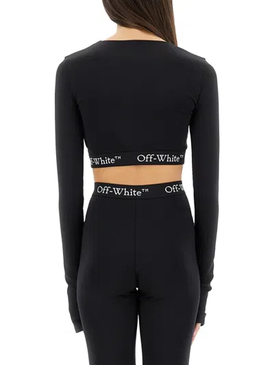 Off-white Off White Cropped Top With Logo Band In Black