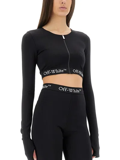 Off-white Off White Cropped Top With Logo Band In Black