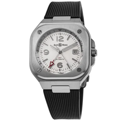 Bell & Ross Br 05 Gmt Silver Dial Rubber Strap Men's Watch Br05g-si-st/srb In Silver