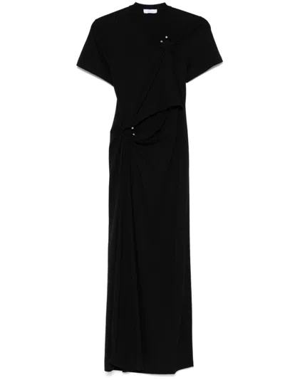 Rabanne Asymmetrical Neckline Midi Dress With Cut-out Detail