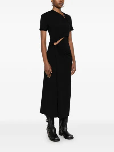 Rabanne Asymmetrical Neckline Midi Dress With Cut-out Detail