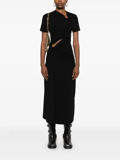 Rabanne Asymmetrical Neckline Midi Dress With Cut-out Detail