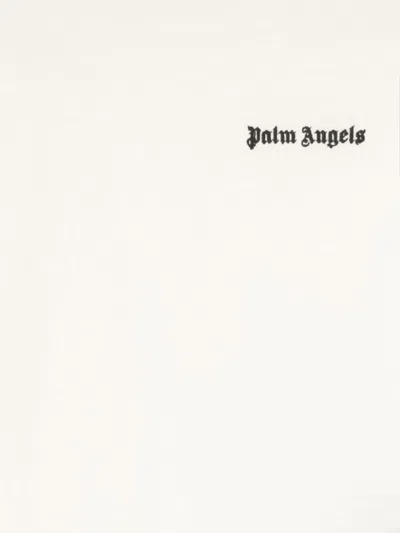 Palm Angels White Fitted Crewneck T-shirt With Emboridered Logo