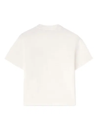 Palm Angels White Fitted Crewneck T-shirt With Emboridered Logo