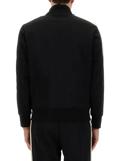 Palm Angels Black High Neck Sweatshirt With Logo Lettering On The Front In Wool Blend Man