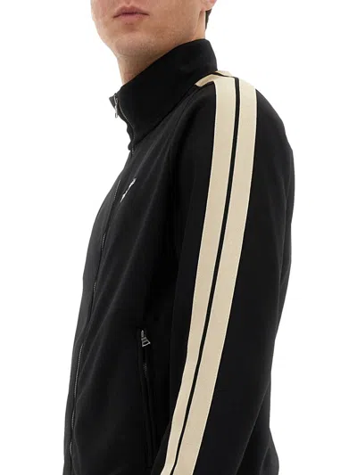 Palm Angels Black High Neck Sweatshirt With Logo Lettering On The Front In Wool Blend Man