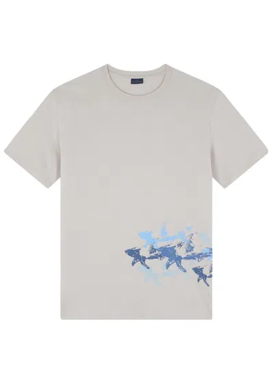 Paul & Shark T-shirt In Jersey Di Cotone Con Stampa Sharks Effetto Distressed